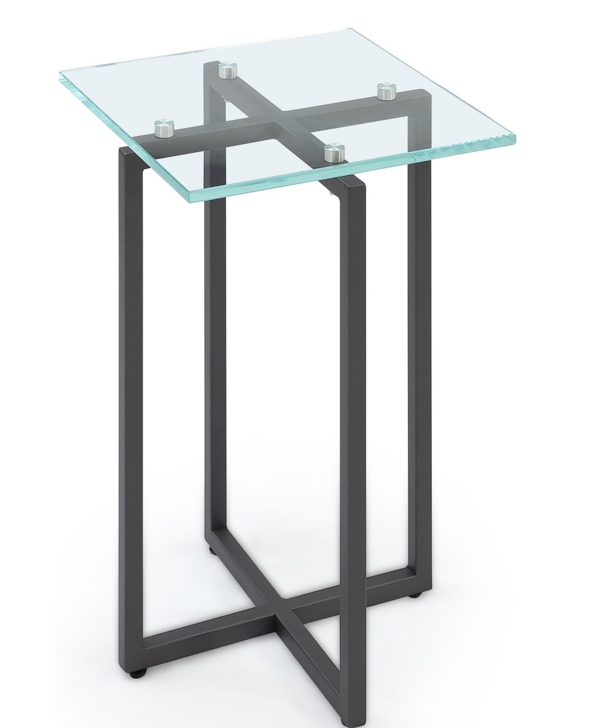 Shop Macy's Emila 14" Square Glass Mix And Match Martini Table In Clear Glass,gunmetal