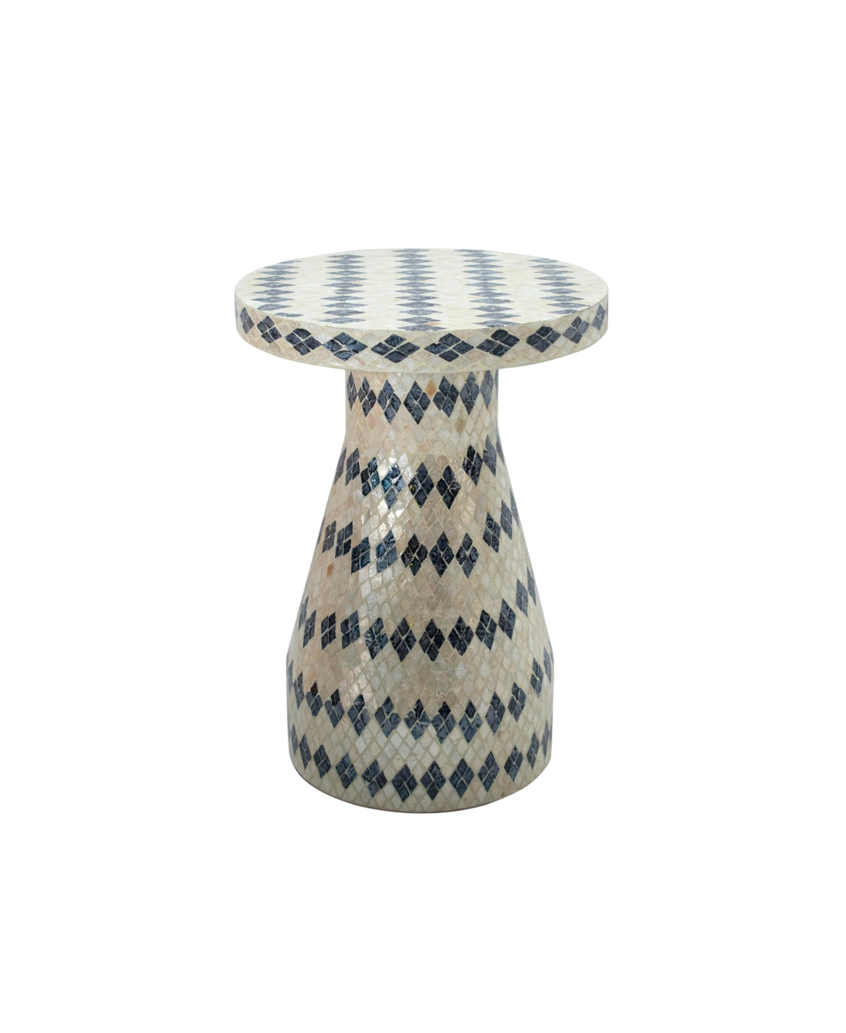 Tov Furniture 18" Wood And Shell Side Table In Blue And Cream
