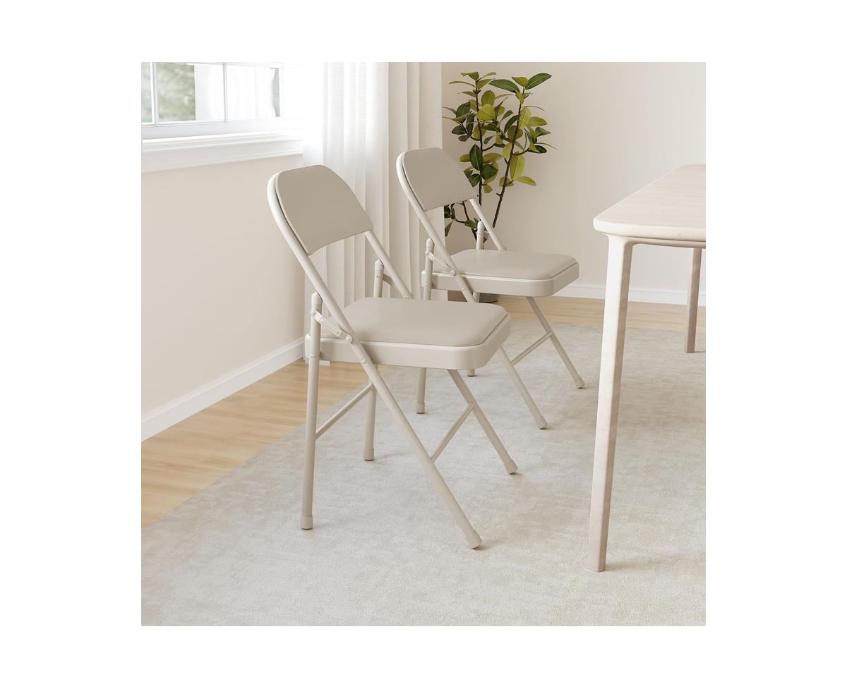 gaomon 4 Pack Folding Chairs With Padded Cushion and Back, Folding Chairs for Outside, Foldable Chairs With Metal Frame Hold Up to 350 Lbs, Metal Chai
