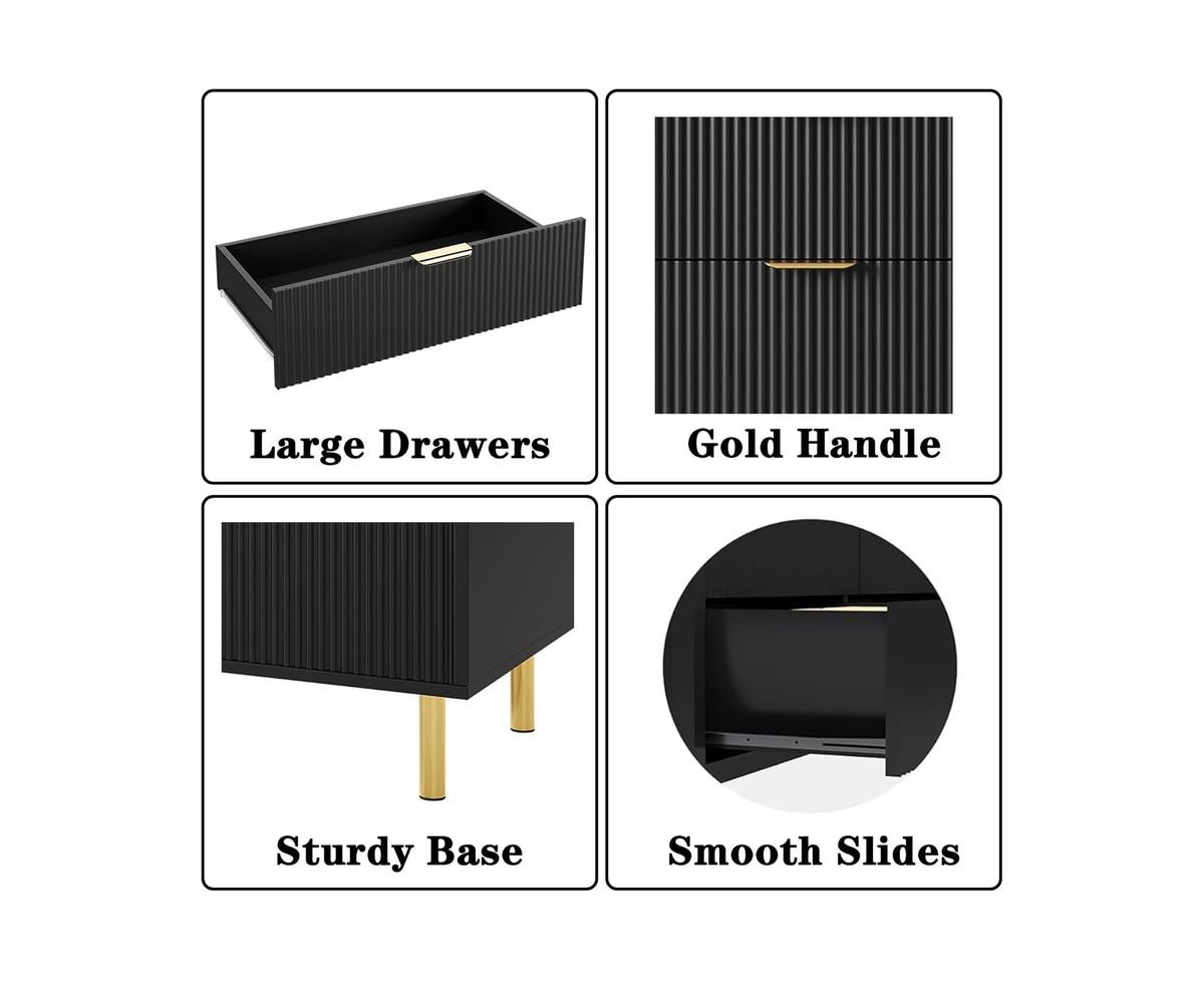 gaomon Modern 6 Drawer Dresser for Bedroom with Gold Handle and Large Drawer, Wood Double Chest of Drawers and Storage Organizer for Living Room, Hall