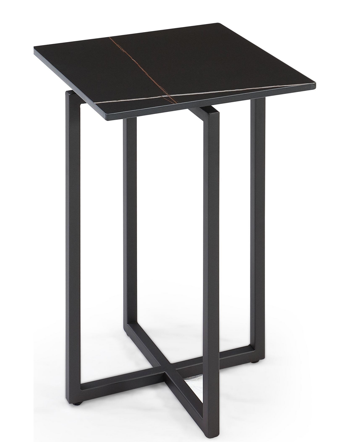 Macy's Emila 14" Square Sintered Stone Mix And Match Martini Table In Black,gunmetal