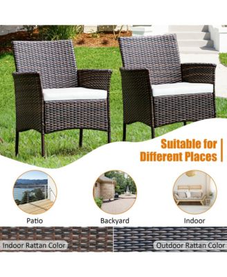 Patio 4PCS Rattan Arm Dining Chair Cushioned Sofa Furniture Brown