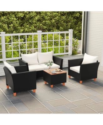 4 Pieces Outdoor Conversation Set with Storage Coffee Table