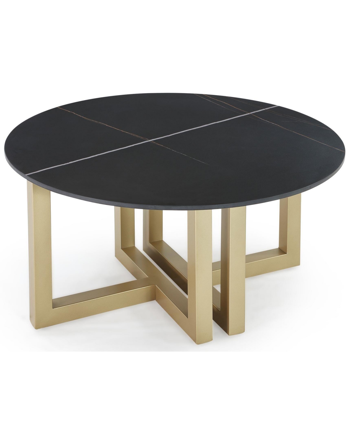 Macy's Emila 38" Round Sintered Stone Mix And Match Coffee Table In Black Sintered Stone,champagne