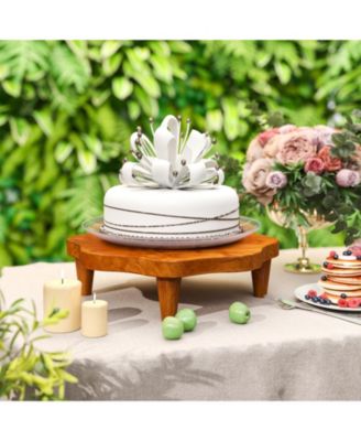 16" Teak Wood Pedestal Stand for Aroma and Snacks