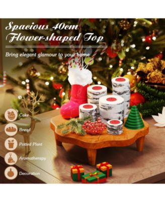 16" Teak Wood Pedestal Stand for Aroma and Snacks