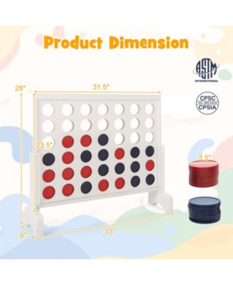 Wooden 4-in-a-row Game Set with 42 PCS Chips and 600D Oxford Fabric Carrying Bag