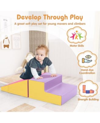 2-Piece Step and Slide Climber for Infants and Toddlers Baby Soft Play Set Foam Blocks