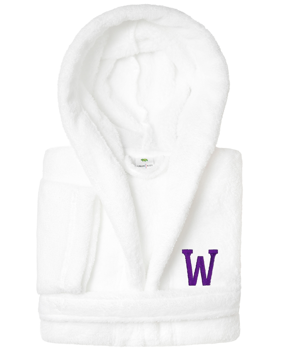 Linum Home Personalized Kids Super Plush Hooded Bathrobe In White