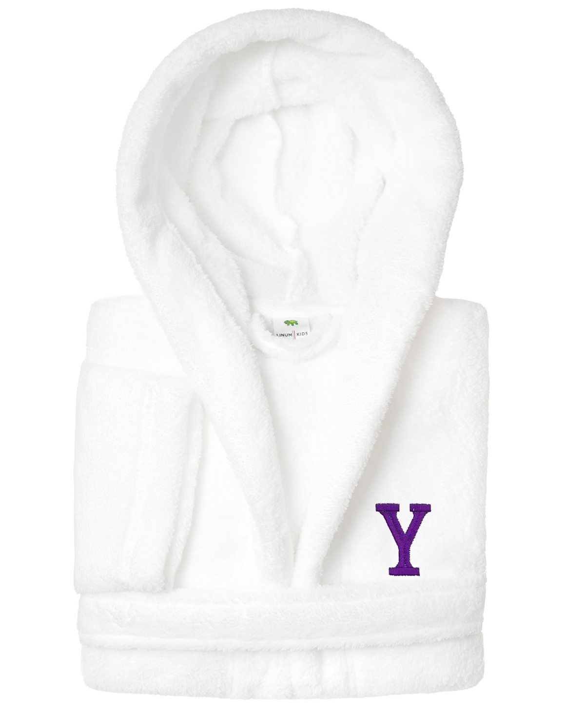 Shop Linum Home Personalized Kids Super Plush Hooded Bathrobe In White,purple Y