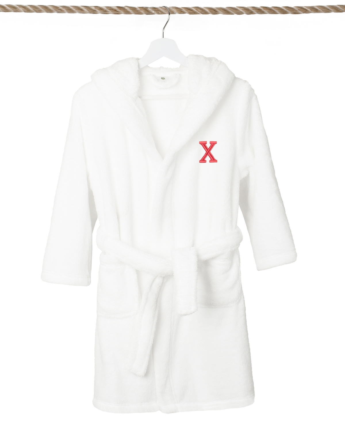 Linum Home Personalized Kids Super Plush Hooded Bathrobe In White,pink X