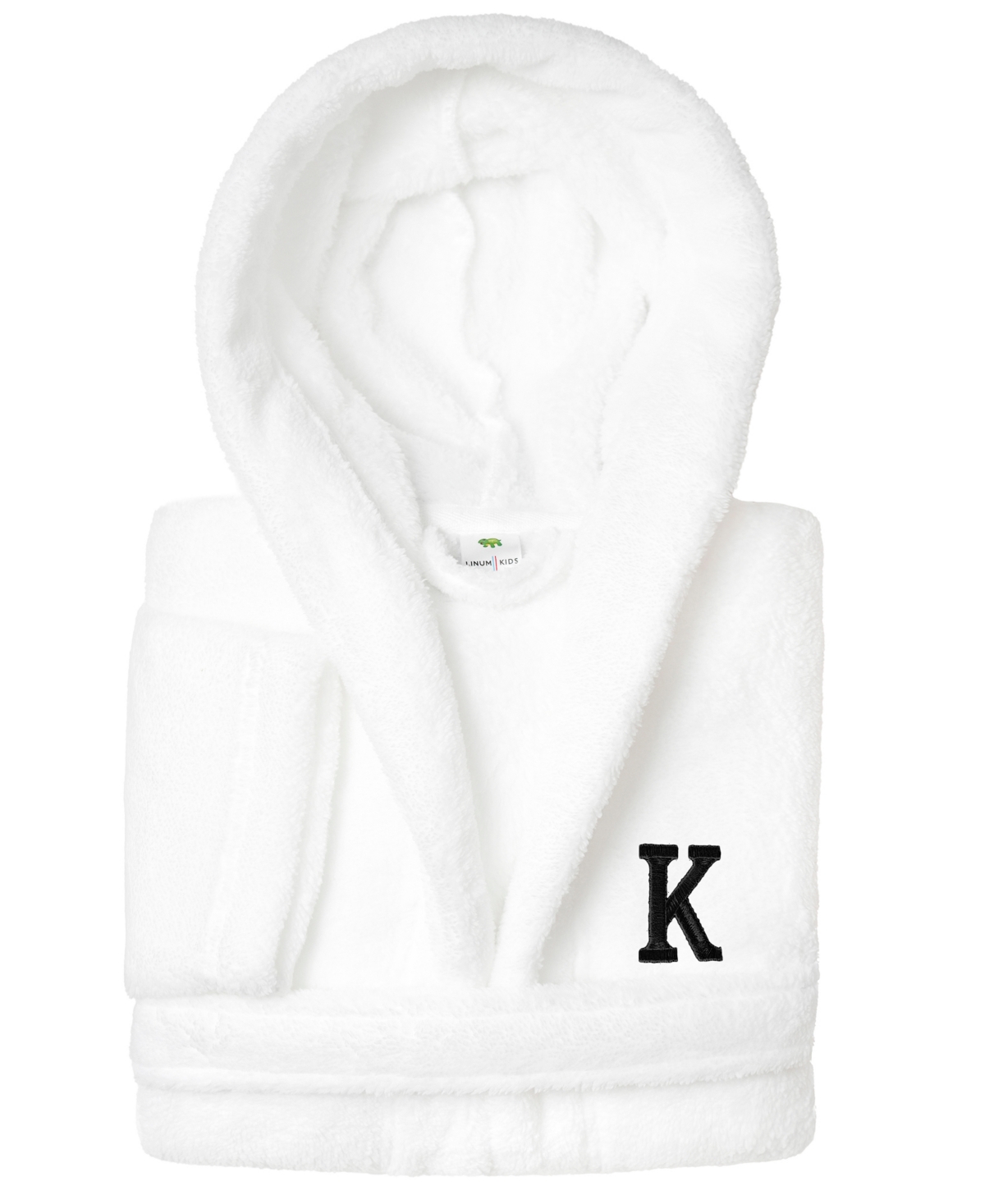 Linum Home Personalized Kids Super Plush Hooded Bathrobe In White