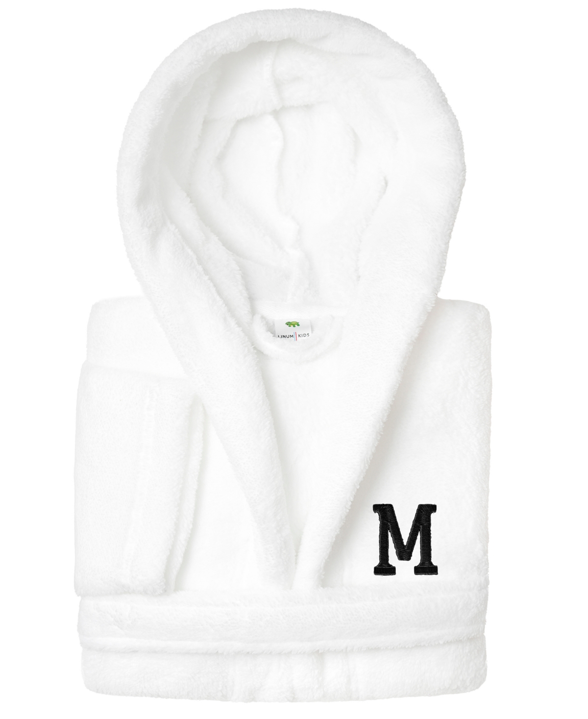 Linum Home Personalized Kids Super Plush Hooded Bathrobe In White