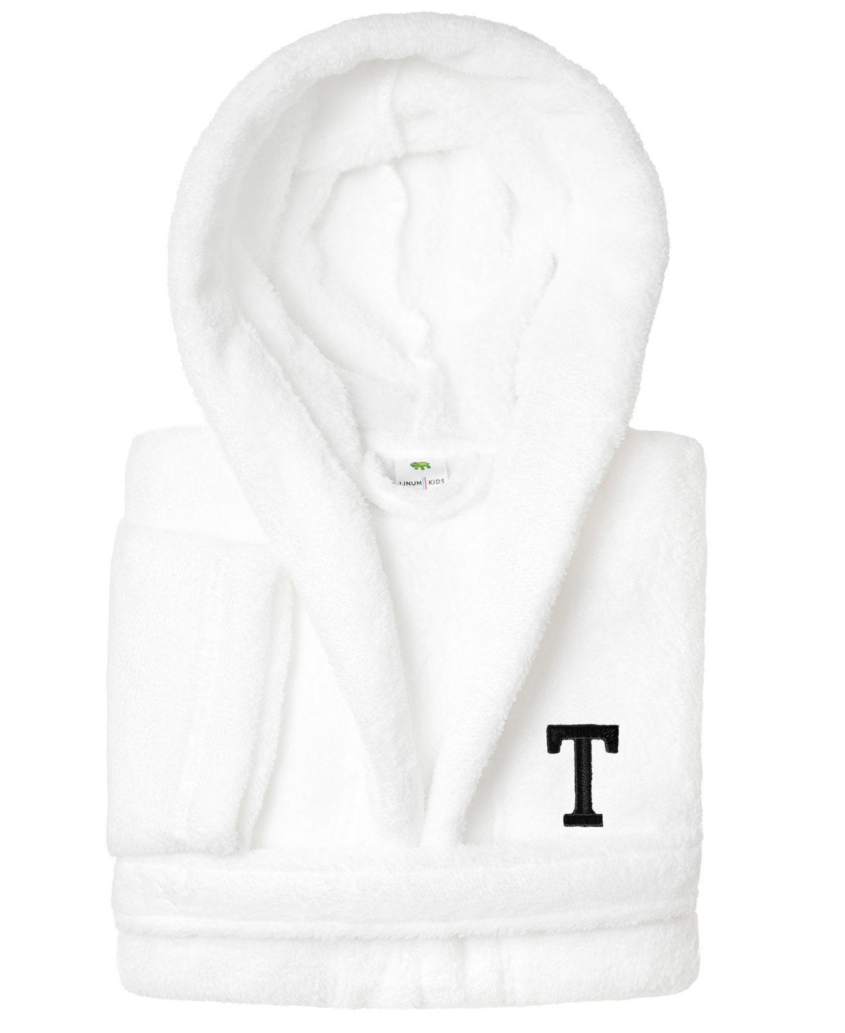 Shop Linum Home Personalized Kids Super Plush Hooded Bathrobe In White,black T