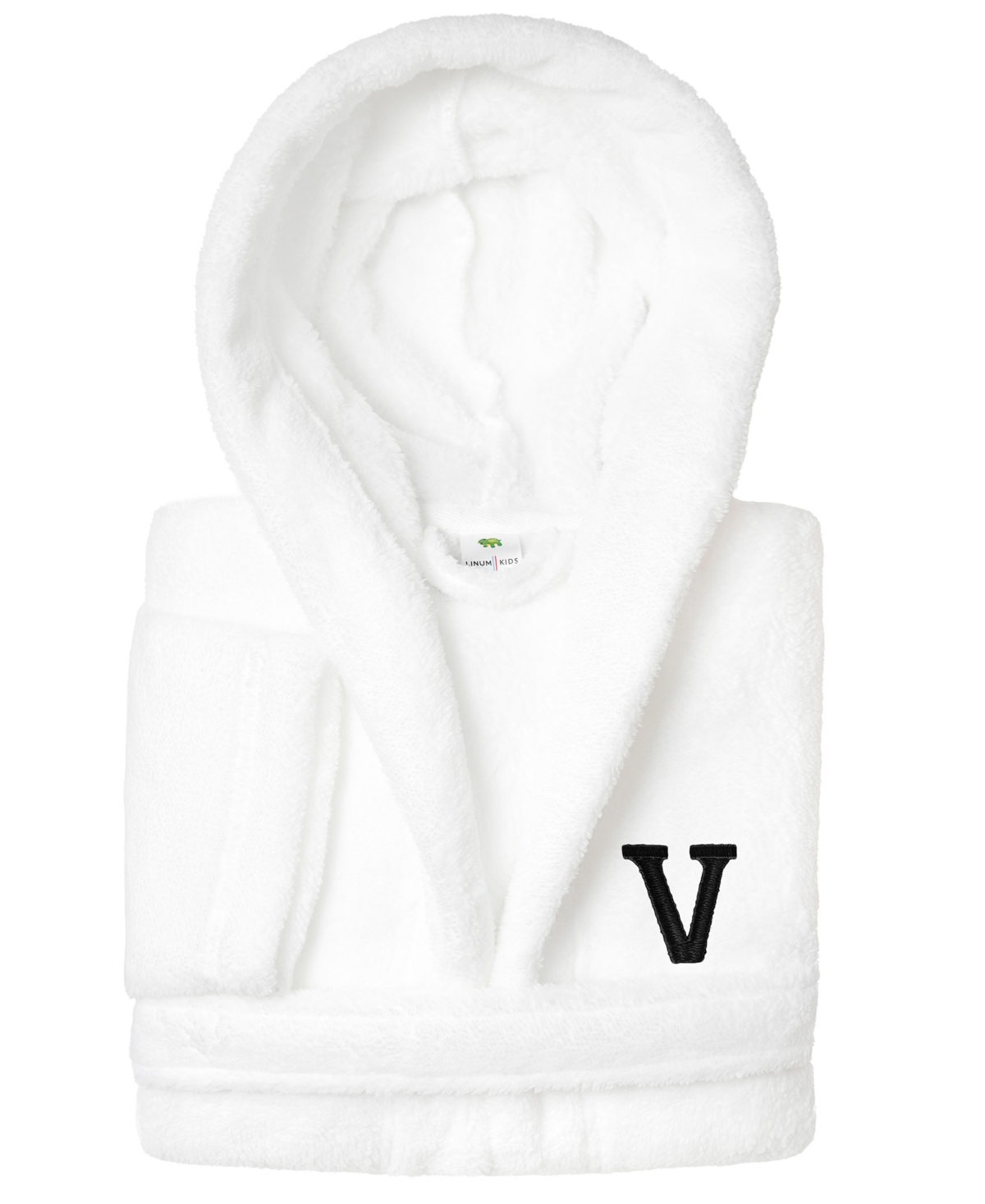 Linum Home Personalized Kids Super Plush Hooded Bathrobe In White