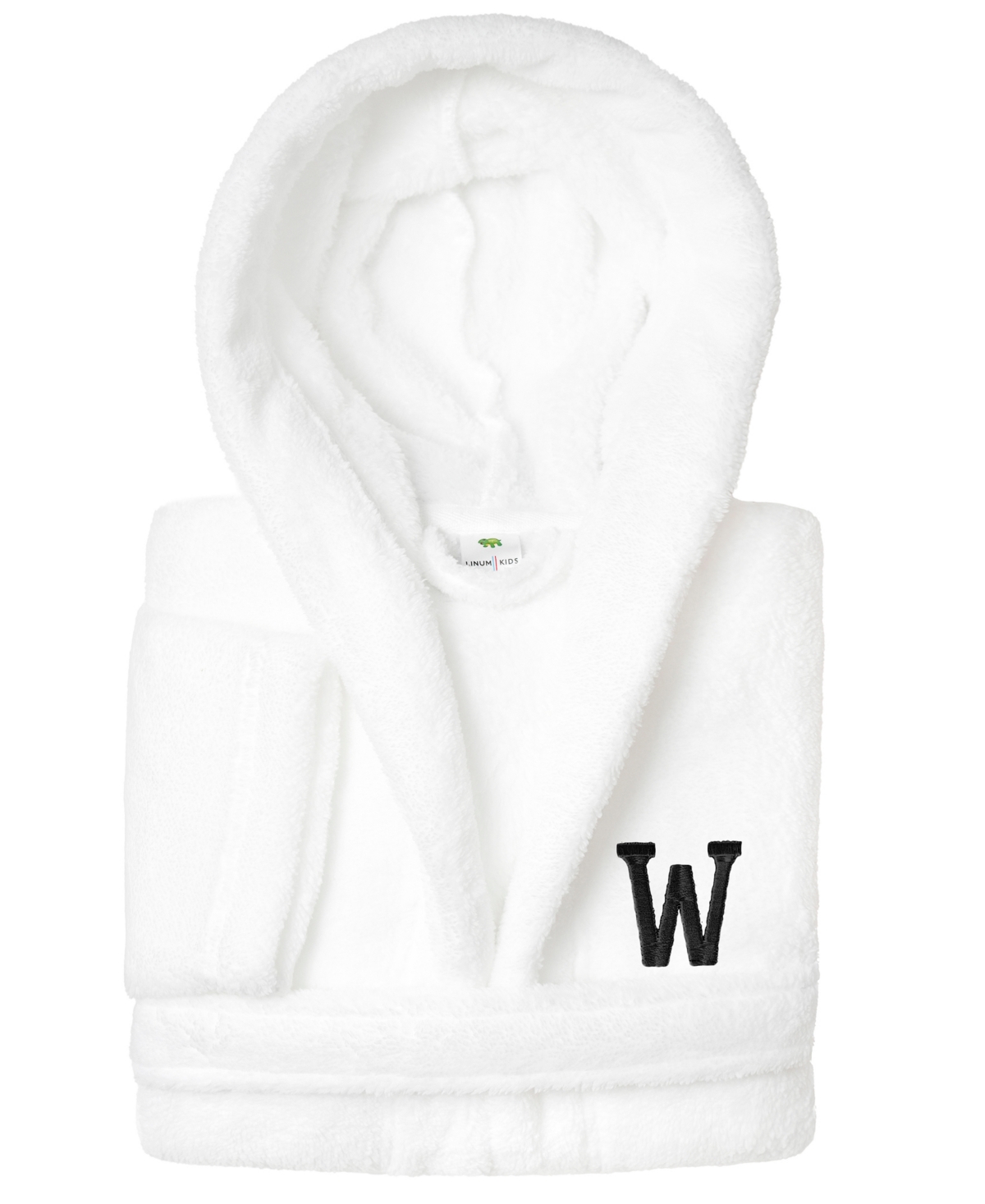 Linum Home Personalized Kids Super Plush Hooded Bathrobe In White