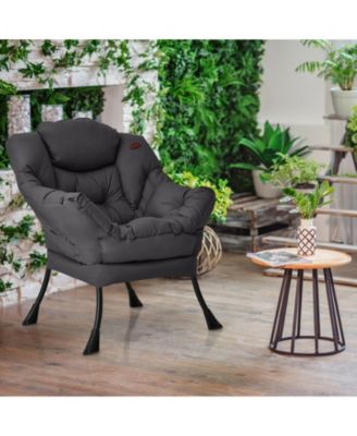 Modern Polyester Fabric Lazy Chair with Steel Frame and Side Pocket