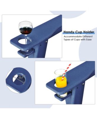 Outdoor Adirondack Chair with Built-in Cup Holder for Backyard Porch