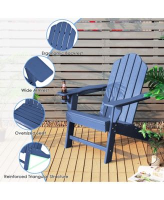 Outdoor Adirondack Chair with Built-in Cup Holder for Backyard Porch
