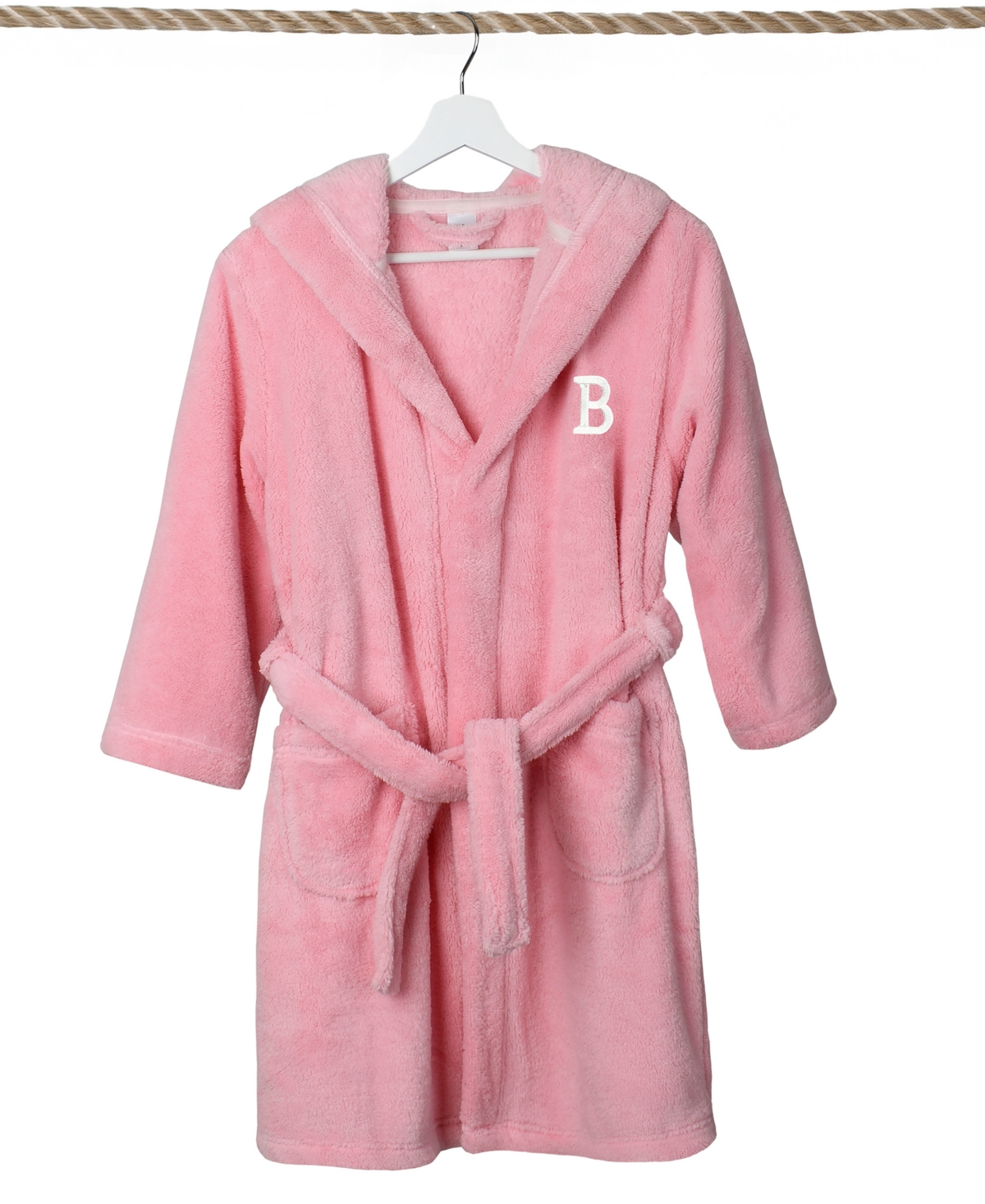 Shop Linum Home Personalized Kids Super Plush Hooded Bathrobe In Pink,white B
