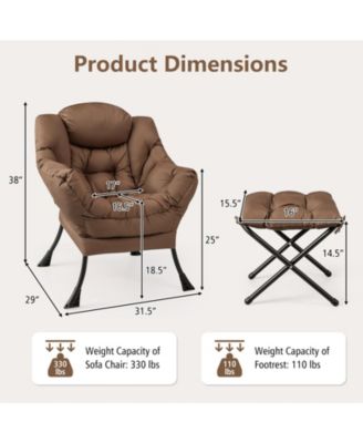 Modern Accent Sofa Chair with Folding Footrest and Side Pocket