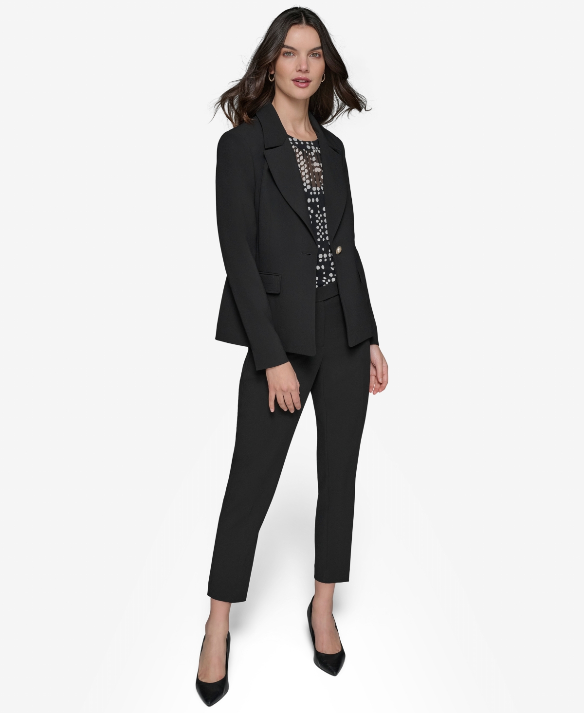 Karl Lagerfeld Women's Notched-lapel Single-button Blazer In Black