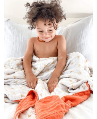 Toddler Triangles and Mint Oversized Bamboo Muslin Quilted Blanket