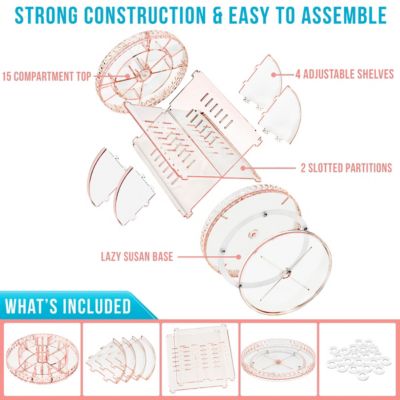 360 Rotating Makeup Organizer - Spinning cosmetics organizer, Adjustable Shelves for Make Up, Perfume & more