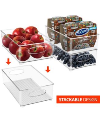 6 Pack Medium Stackable Clear Storage Bins with Handles