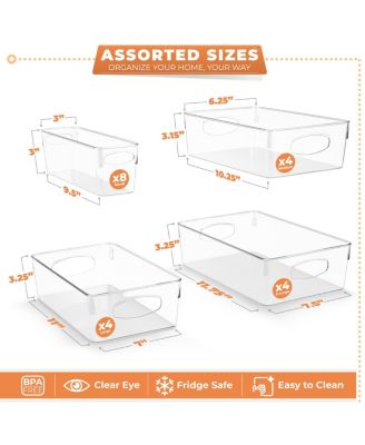 20 Pack Clear Plastic Storage Bins with Handle