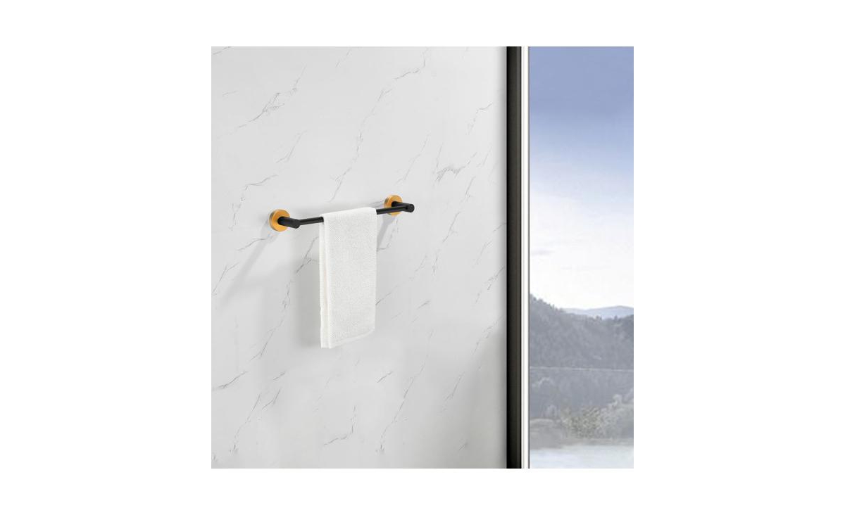Slickblue Bathroom Hardware Set, 6-Piece Towel Bar Set in Thickened Space Aluminum - Black