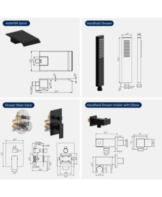 Male NPT Tub Faucet with Hand Shower Waterfall Bathtub Shower System with Brass Valve