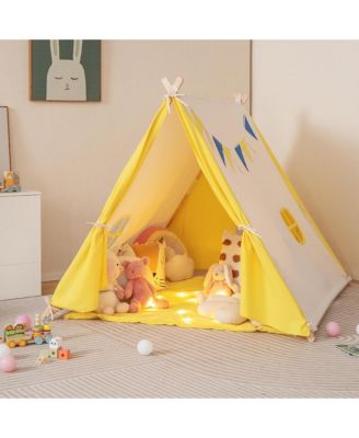 Kids Play Tent Triangular Kids & Toddlers Tent with Solid Wood Frame