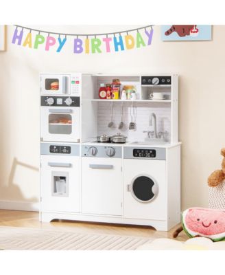 ids Play Kitchen Toy Set w/ Water Dispenser Sink Faucet Microwave Oven Utensils