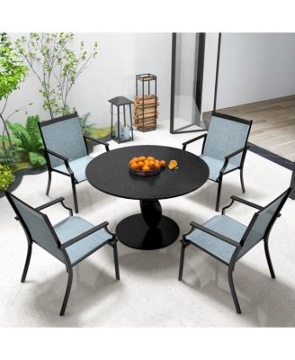 Set of 2 Patio Dining Chairs Outdoor Armchairs w/ Sturdy Metal Frame