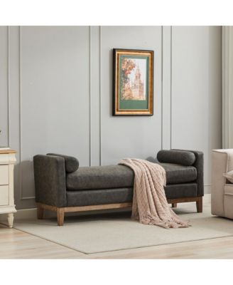 66" Upholstered Bench Daybed Ottoman with Wood Legs for Bedroom, Living Room, Entryway-The Pop Home