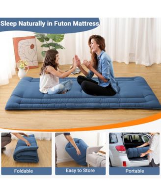 Japanese Floor Mattress Twin, Foldable Futon, Thick Sleeping Pad & Portable Camping Mattress, for Living Room & Guest Room