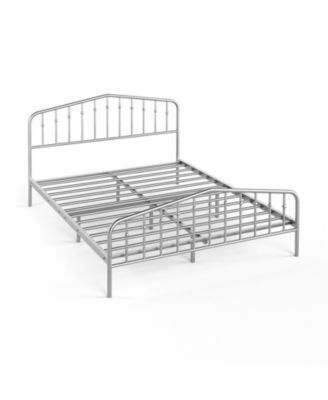 Queen Size Metal Bed Frame Platform Headboard and Footboard with Storage