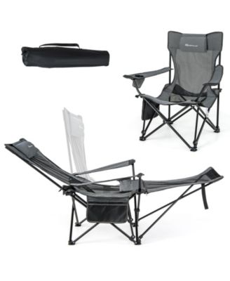 Reclining Camping Chair with Detachable Footrest and Headrest