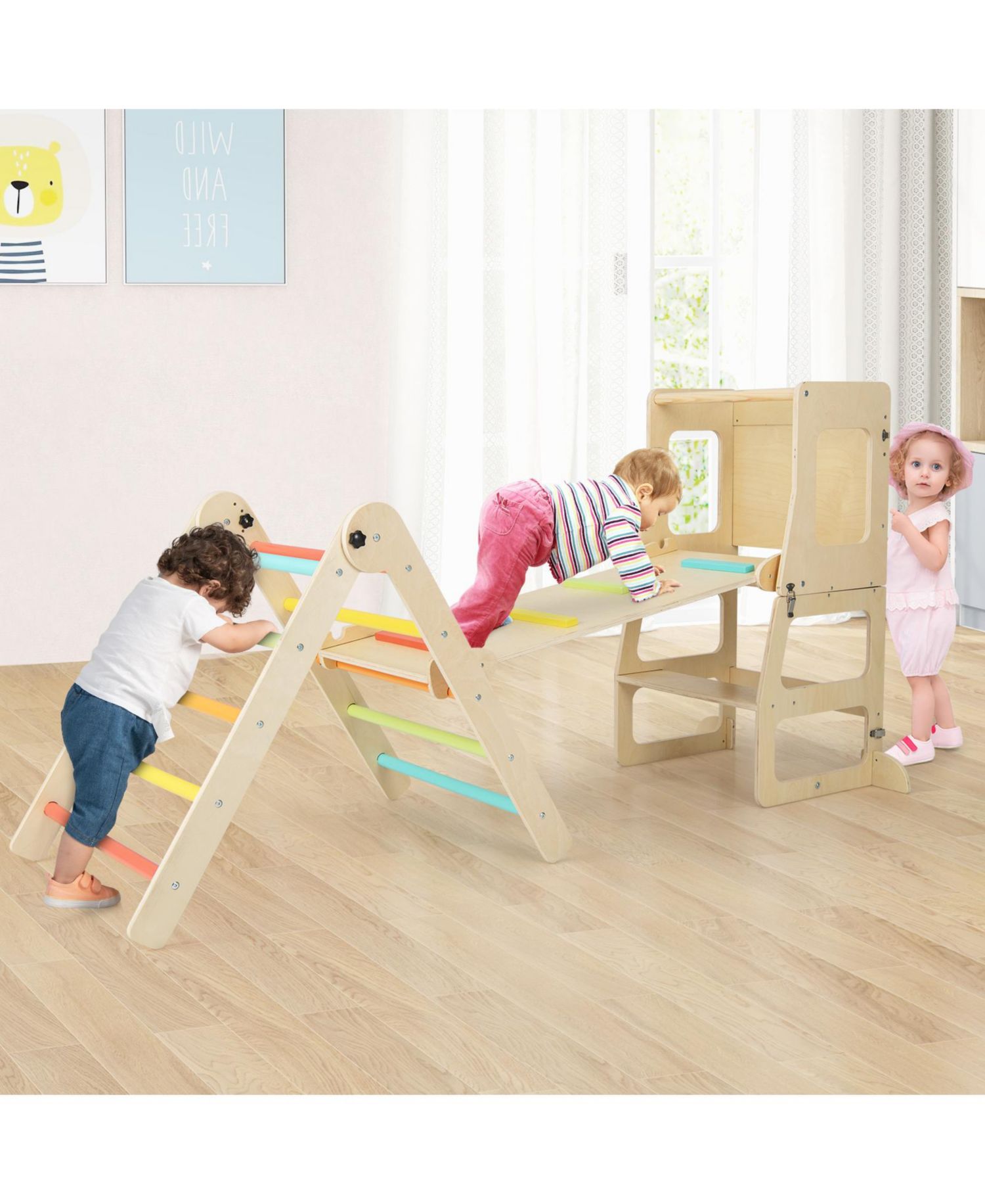 7-in-1 Foldable Wooden Climbing Activity Set, Ages 3+