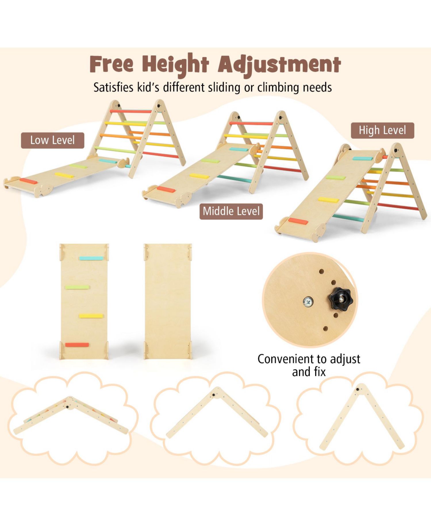7-in-1 Foldable Wooden Climbing Activity Set, Ages 3+