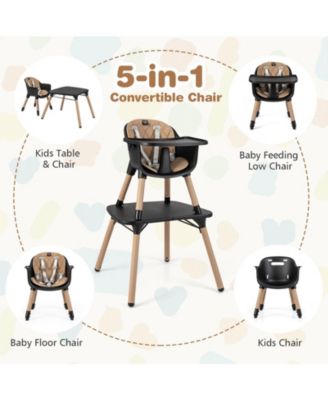 4-in-1 Baby Convertible Toddler Table Chair Set with PU Cushion