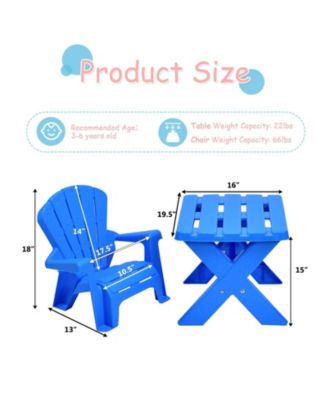 3-Piece Plastic Children Play Table Chair Set