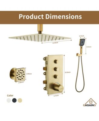 3 Functions 12 Inch Ceiling Mounted Thermostatic Shower System