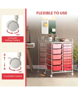 15-Drawer Utility Rolling Organizer Cart Multi-Use Storage