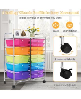 15-Drawer Utility Rolling Organizer Cart Multi-Use Storage