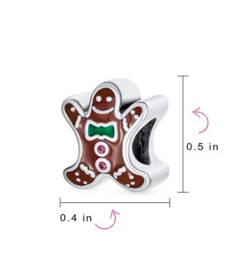 Christmas Gingerbread Man Cookie Charm Bead Sterling Silver