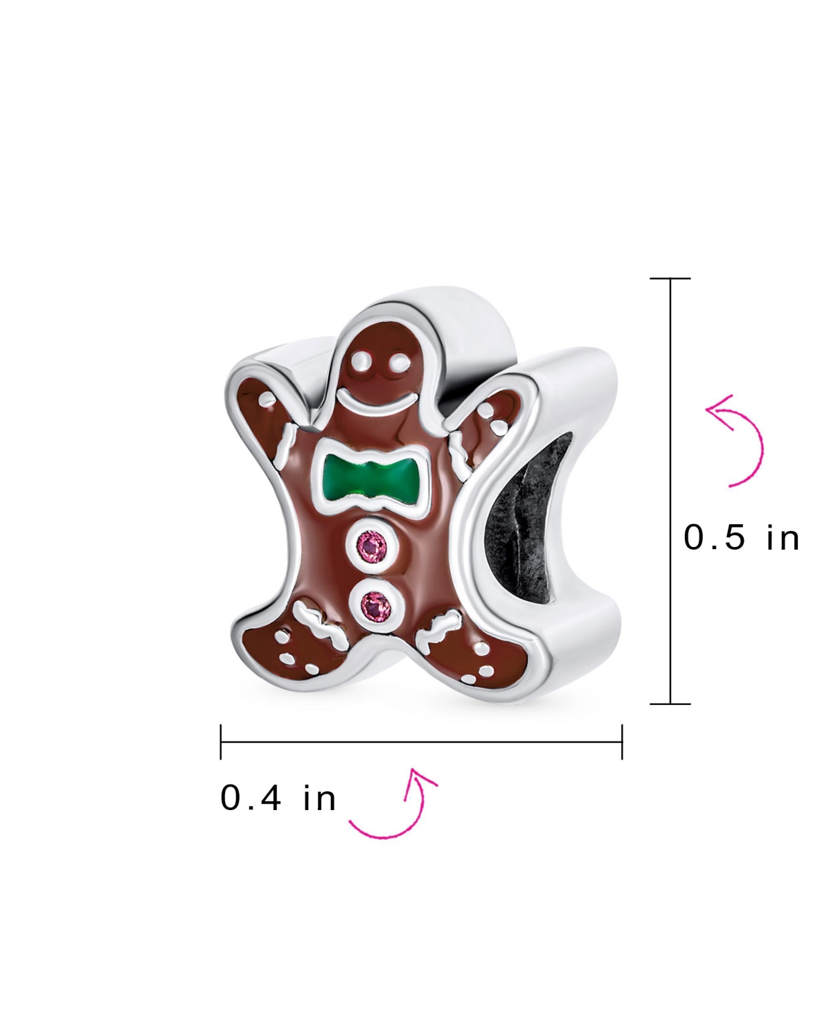 Bling Jewelry Christmas Gingerbread Man Cookie Charm Bead Sterling Silver - Multi-color