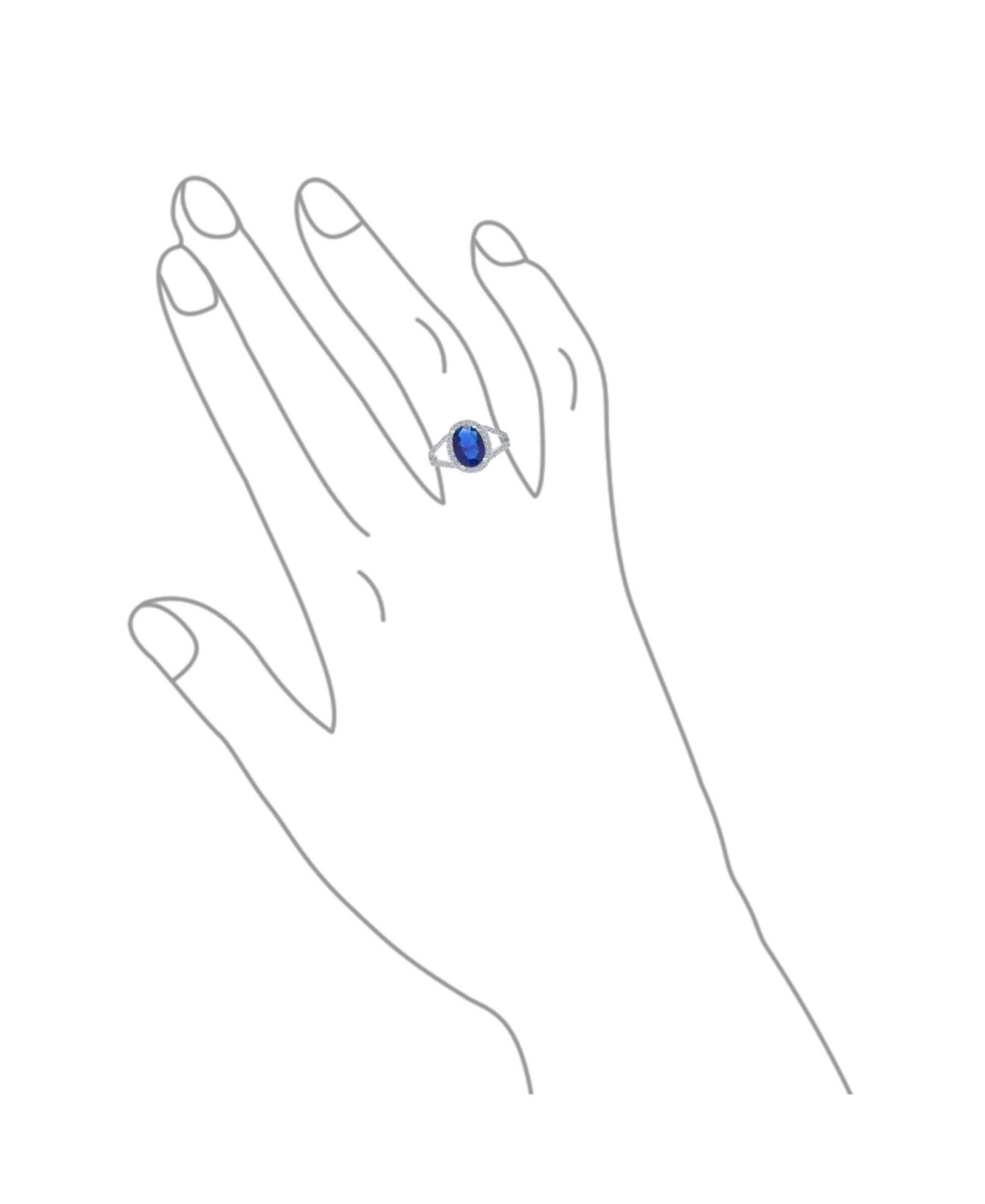 Bling Jewelry Classic 10CT Cz Royal Blue Halo Oval Solitaire Cocktail Statement Ring For Women
