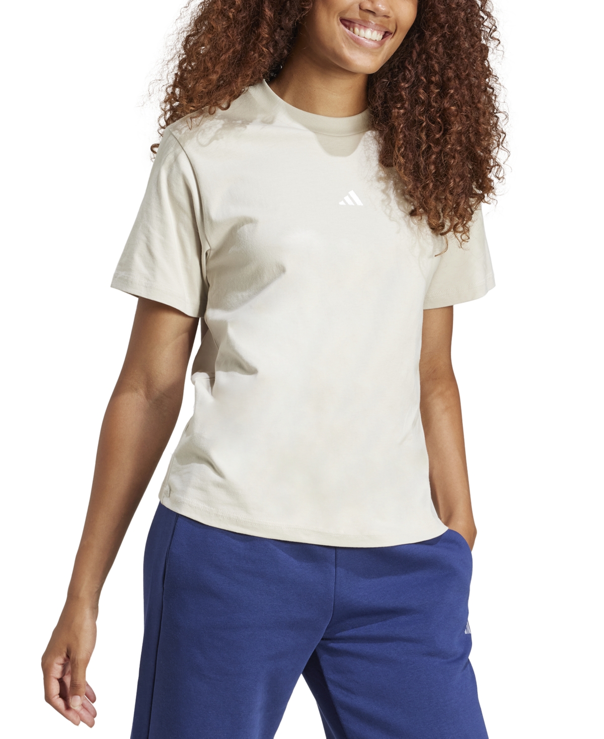 Adidas Originals Women's Short-sleeve Cotton Crewneck Logo T-shirt In Wonder Alumina